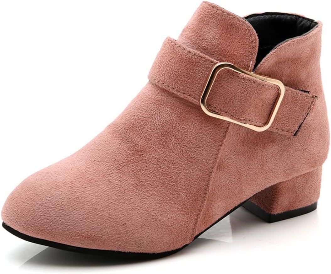 BININBOX Girl Fashion Boots Kids Ankle Boots Low heel Suede Short Booties Winter Warm Snow Boots Anti-Slip Outdoor Shoes for Little Kids/Big Kids