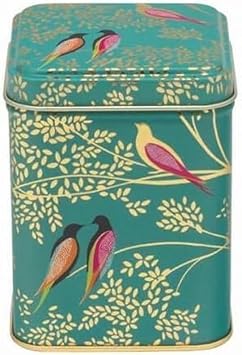 Elite Gift Boxes Birds Square Box - Green Tea caddy - Decorative Storage Metal Tin Box with Tight Lid