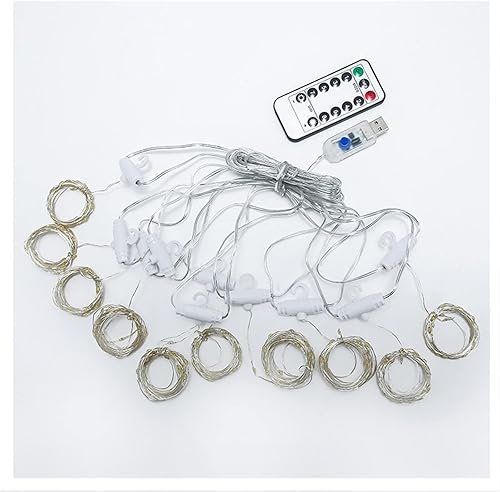 Miniatura 9 de Luces LED para cortina, 300 luces LED con 8 modos USB, control remoto para Navidad, dormitorio, fiesta, boda, hogar, jardín, decoración de pared