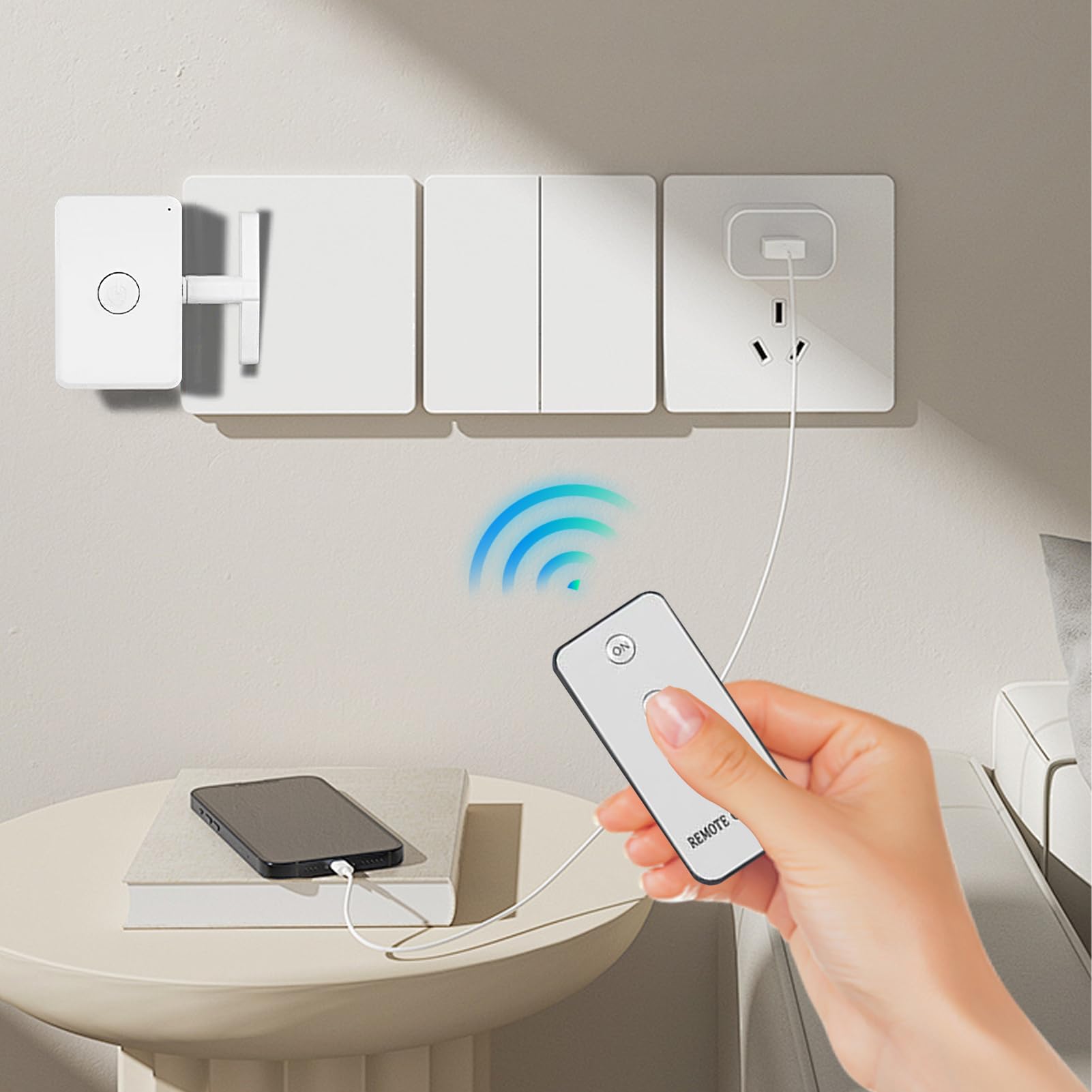Premitore Pulsanti a Distanza Senza Cablaggio,Interruttore Luci a Distanza con Portata 10 Metri | Telecomando Dimmer Luci Automazione Casa per Camera Dormitorio Porta Auto Ventilatore Domestico