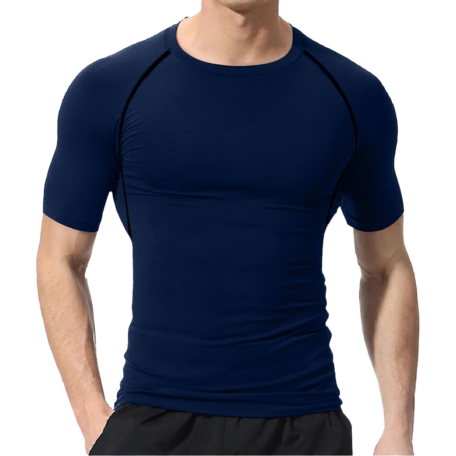 Camiseta Compresión Hombre Entrenamiento Deportes Manga Corta Camiseta Ciclismo Atlético Camisetas interiors Secado Rápido Tops Mallas Transpirables Base Deportiva de Gimnasio