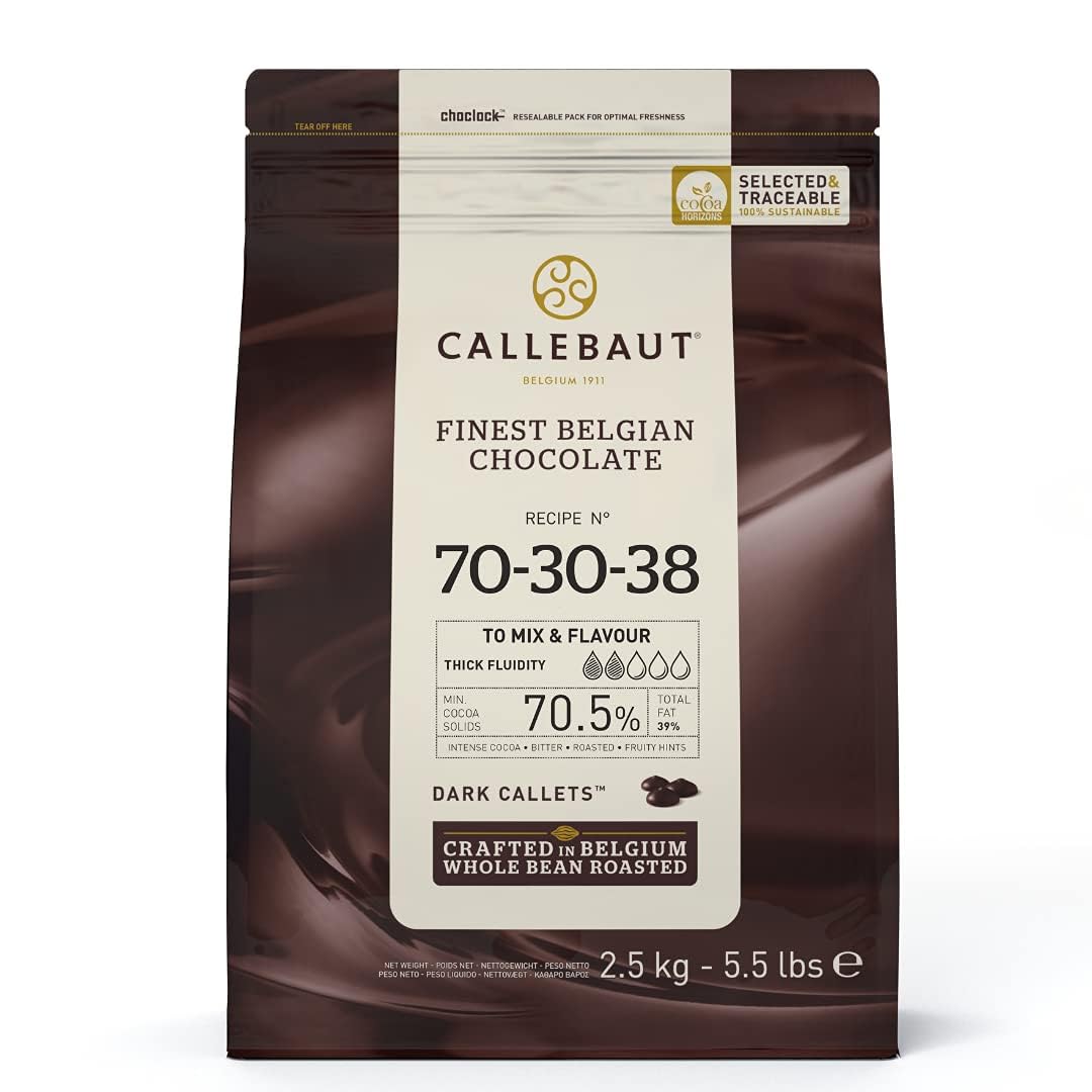 CallebautChocolate Dark 70.5 Percent Easi-Melt Buttons Callets 2.5 Kg