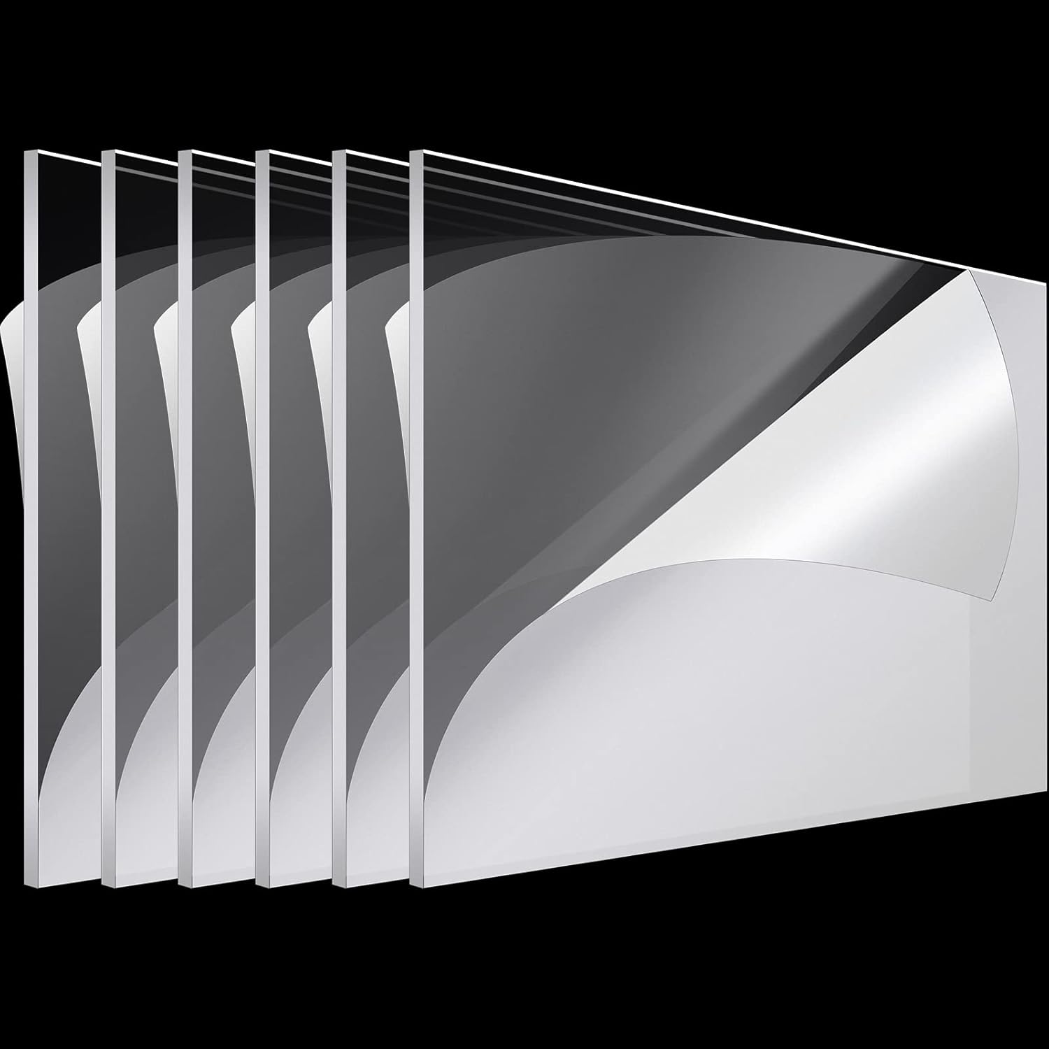 Roowest 6 Pcs 12 x 24 Inch, 1/8 Inch Thick Clear Acrylic Sheet Plastic Plexiglass Sheet Cut to Size Acrylic Board Panel for Craft Engraving Display 6 12 x 24 Inch, 1/8 Inch