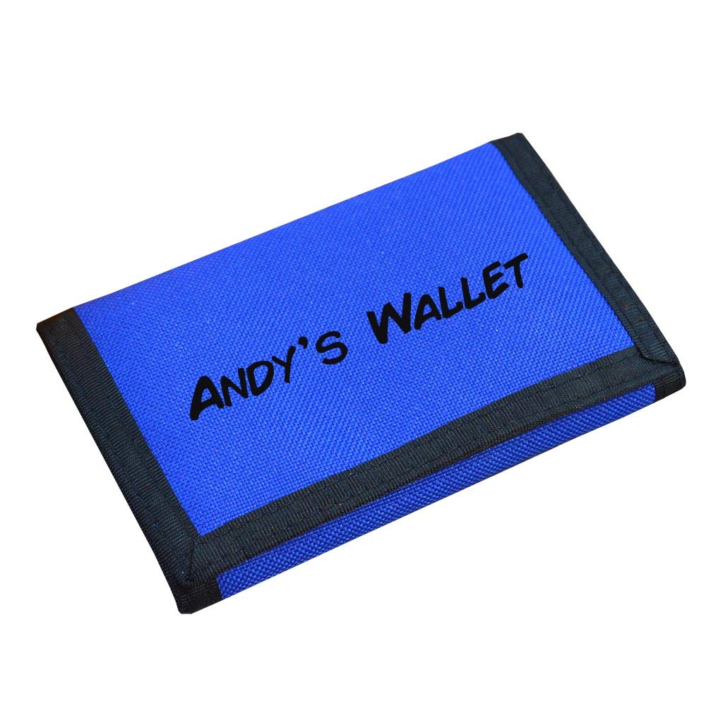 GiftsOnline4UPersonalised Blue Wallet for BoysToddler/Name/Kids/Cute/Primary/Nursery/Girls/Zip/Coin Pocket/Notes/First/Durable/Velcro