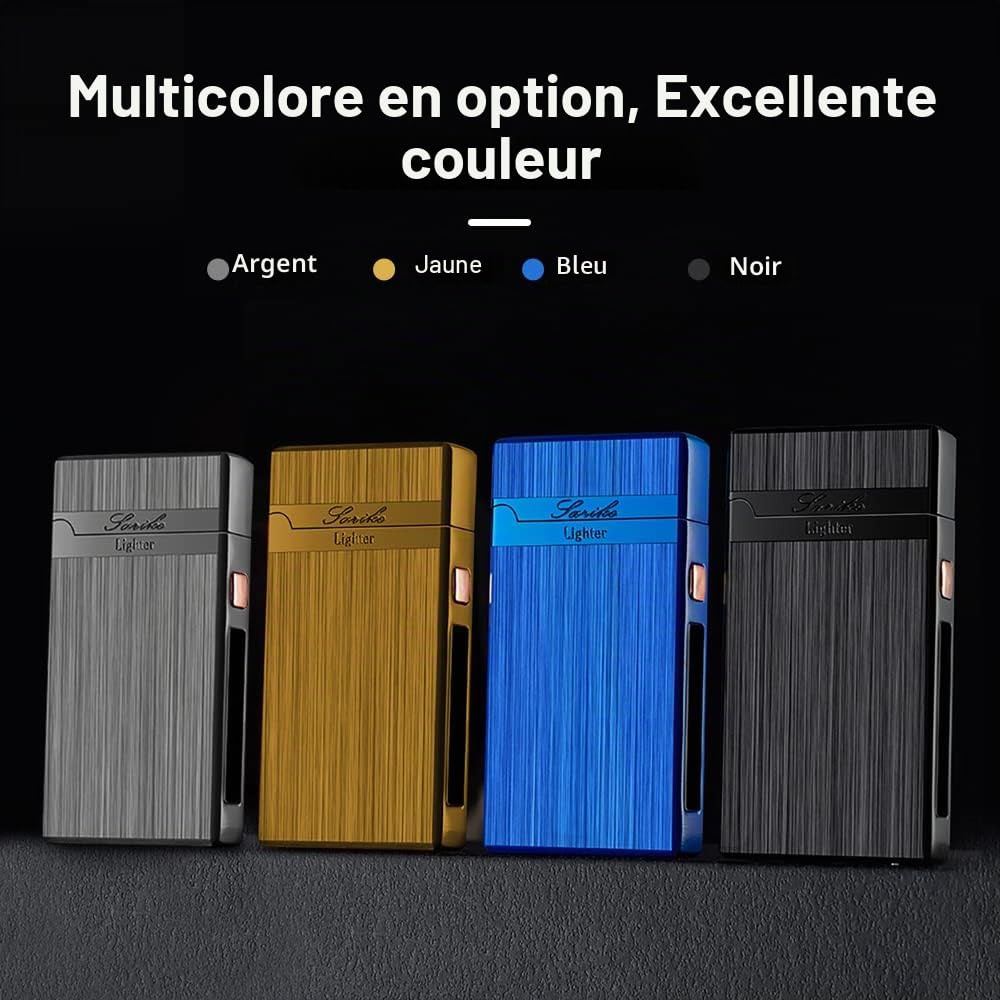 Skrfire - Briquet électrique rechargeable USB à plasma coupe-vent à double arc avec son d'ouverture net, affichage de la batterie, lumière LED, corps en métal brossé pour bougie et camping (Noir)