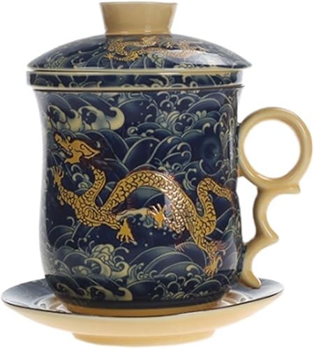 Miniatura 9 de BandTie Práctico sistema de preparación de té de hojas sueltas para oficina de viaje, infusor chino de porcelana azul y blanca de Jingdezhen, juego