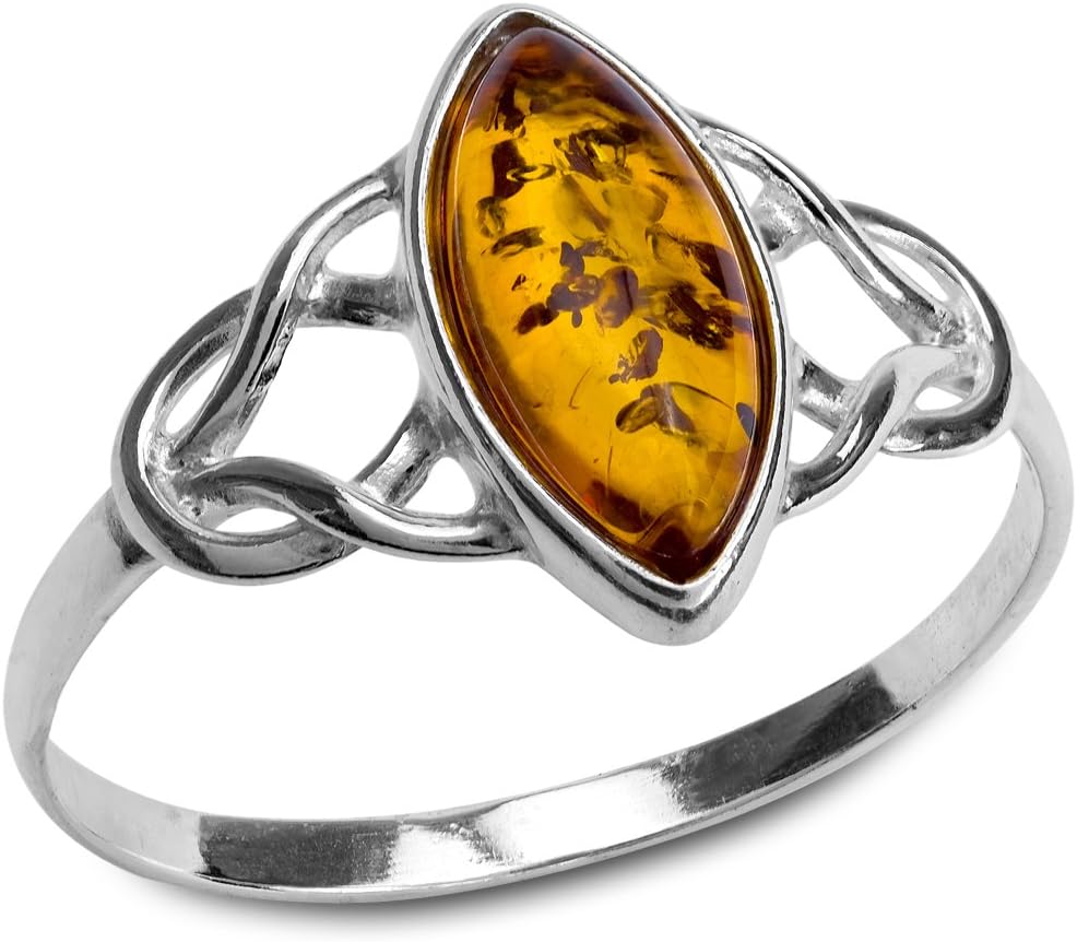 Ian and Valeri Co. Amber Sterling Silver Celtic Trinity Knot Ring