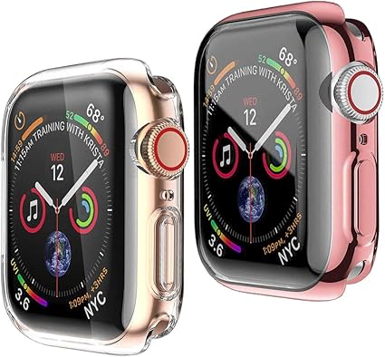 Amazon 2個 Apple Watch Series 3 Series 2 Series 1 38mm ケース アップルウォッチ カバー 柔らかい Tpu 全面保護ケース 耐衝撃 薄型 保護フィルム フルカバー 傷防止 1ローズピンク 1クリア スマートウォッチアクセサリ 通販