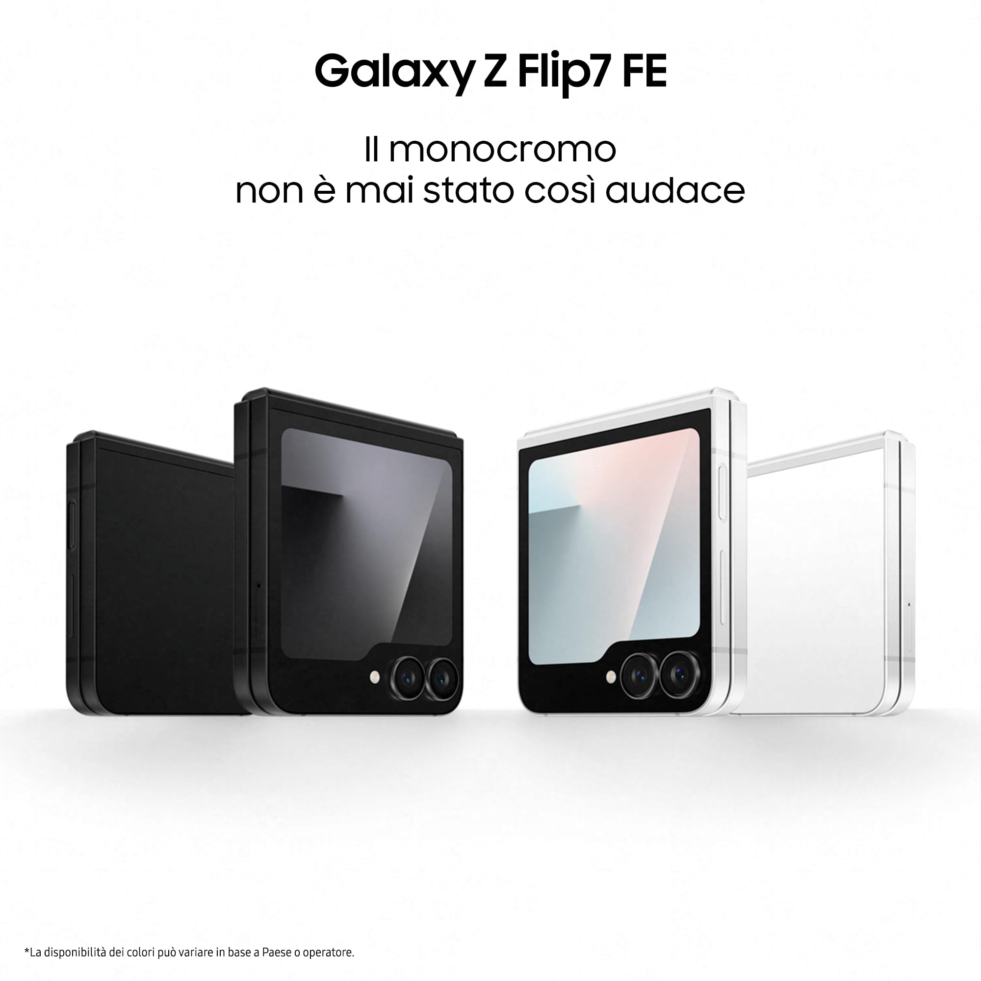 Samsung Galaxy Z Flip7 FE Smartphone AI pieghevole, 3 anni di Garanzia del produttore, RAM 12GB, 256GB, Display 3,4" Super AMOLED/6,7" Dynamic AMOLED 2X, Fotocamera 50MP, White [Versione italiana]