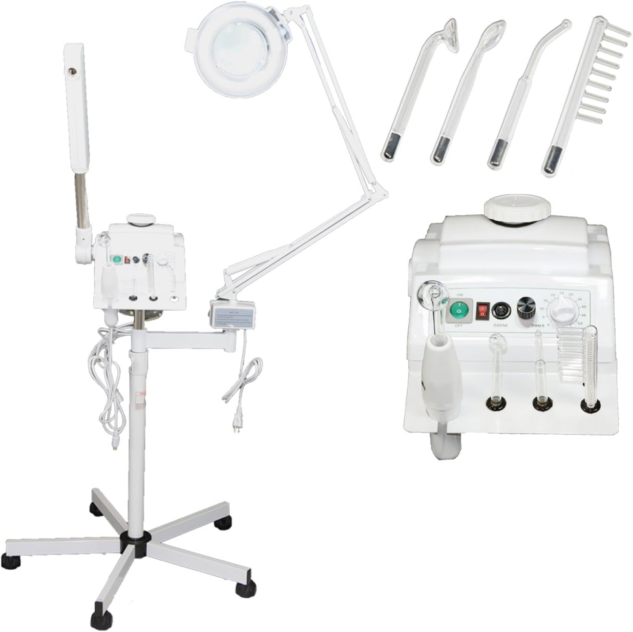 3 in 1 Aromatherapy Facial Steamer, 5x (16 Diopter) Magnifying Lamp & High Frequency Machine