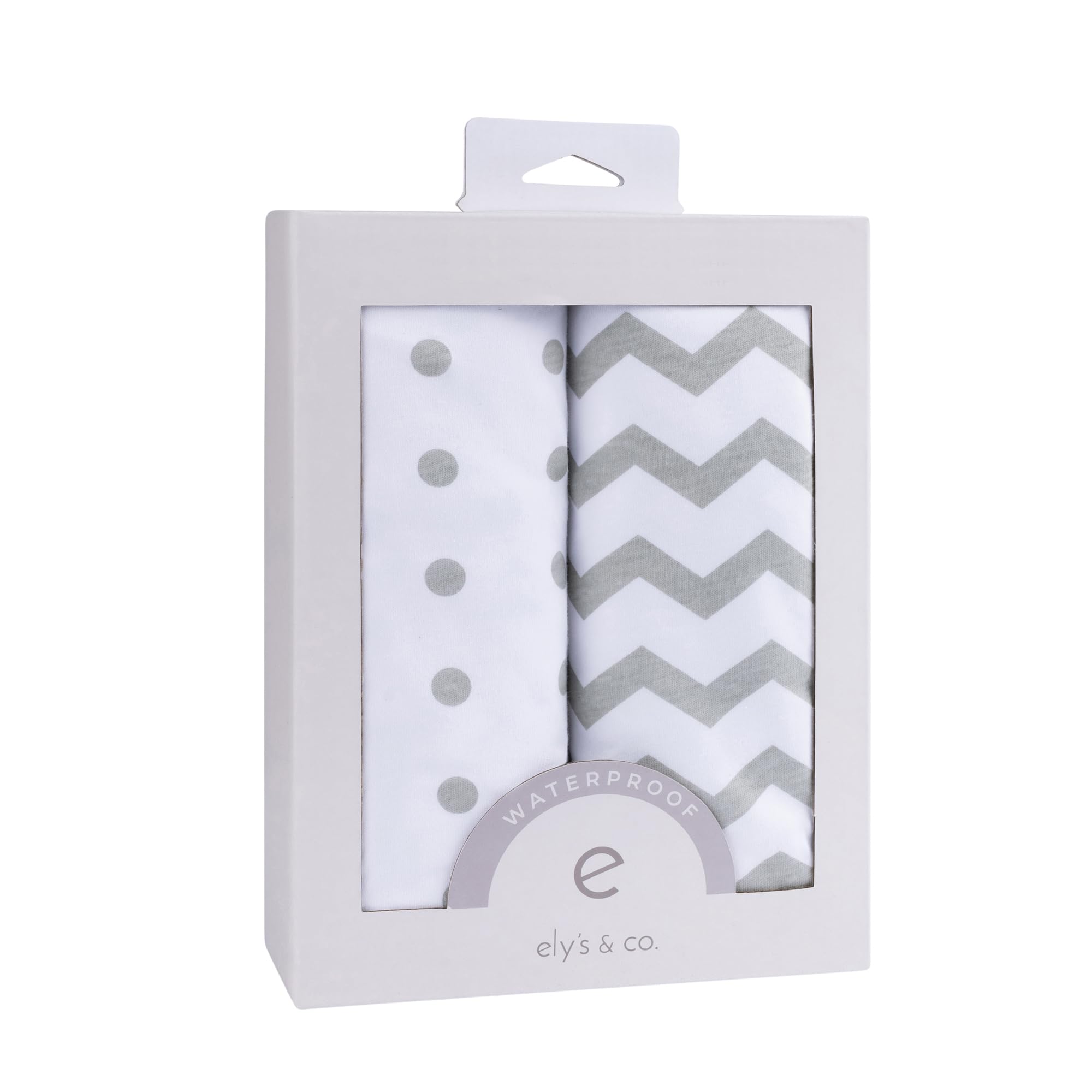 Ely de & Co Parure de lit Berceau Lot de 2 100% coton jersey pour bébé fille – Gris Chevron et pois