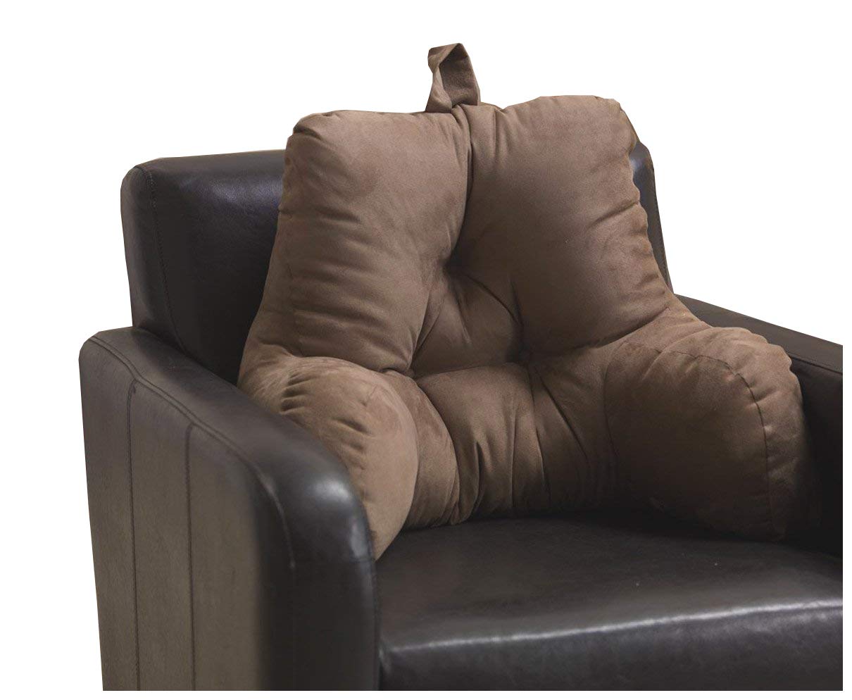 Lancashire Textiles Brown Ultimate Backrest Reading Pillow – All Round Back Support Cushion For Reading, Pain Relief, Pregnancy Support & Upper Head Support - Suede