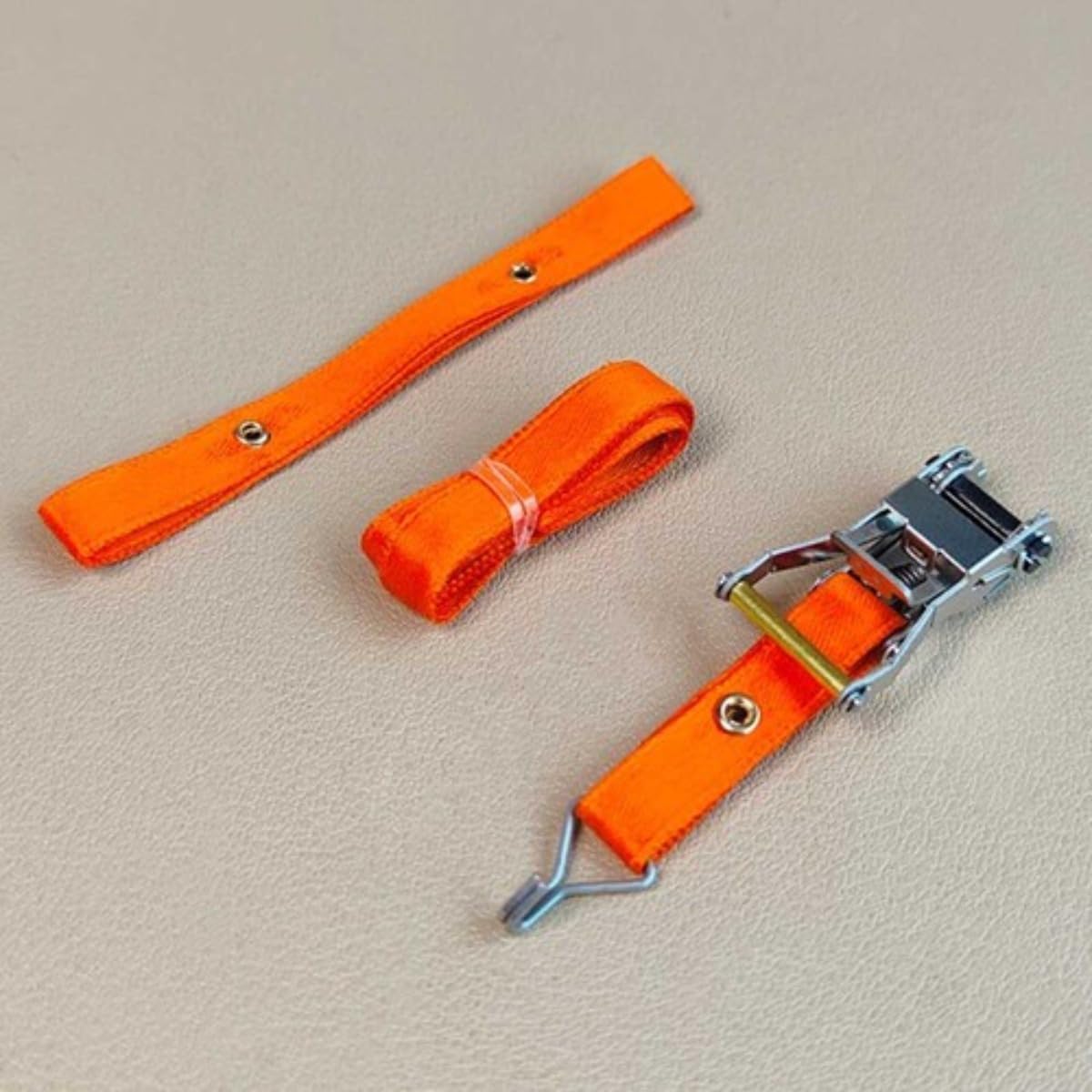 E-Track Ratchet Tie Down Strap for 1/10 RC Crawler Car Trailers Trucks Vans (Orange - 1PCS)