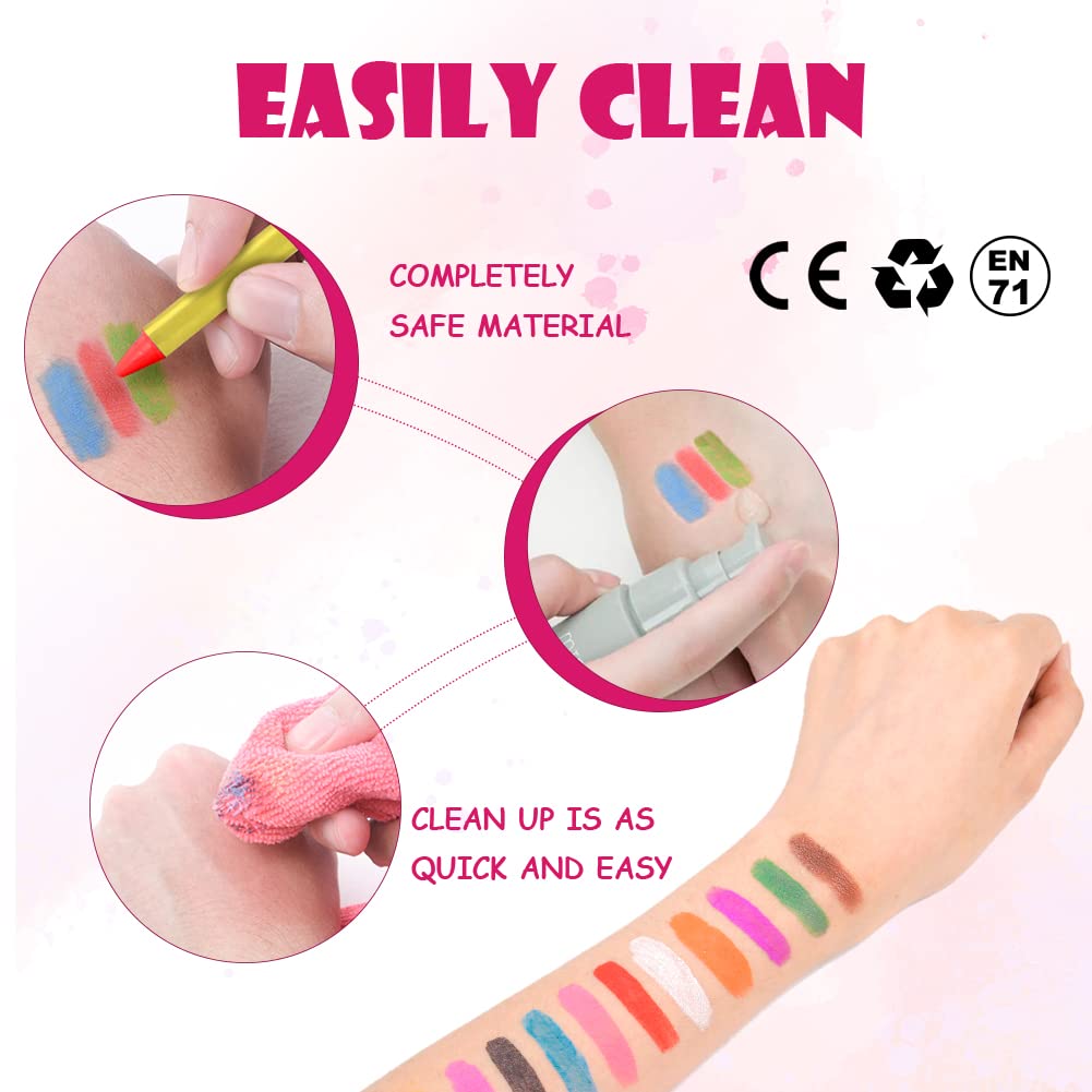 ACWOO Body Painting, 22 Colori Face Painting, Kit Pittura Pancia Face Painting Trucchi, Coloranti Naturale e Sicuro, Feste, Trucco Make-up, Halloween