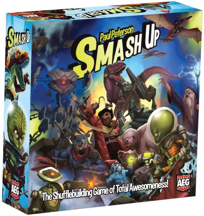 AEG Smash Up Base Game | Shufflebuilding Card Game | Aliens, Dinosaurs, Ninjas, Pirates, Robots, Tricksters, Wizards, Zombies | 2-4 Players | Ages 10+