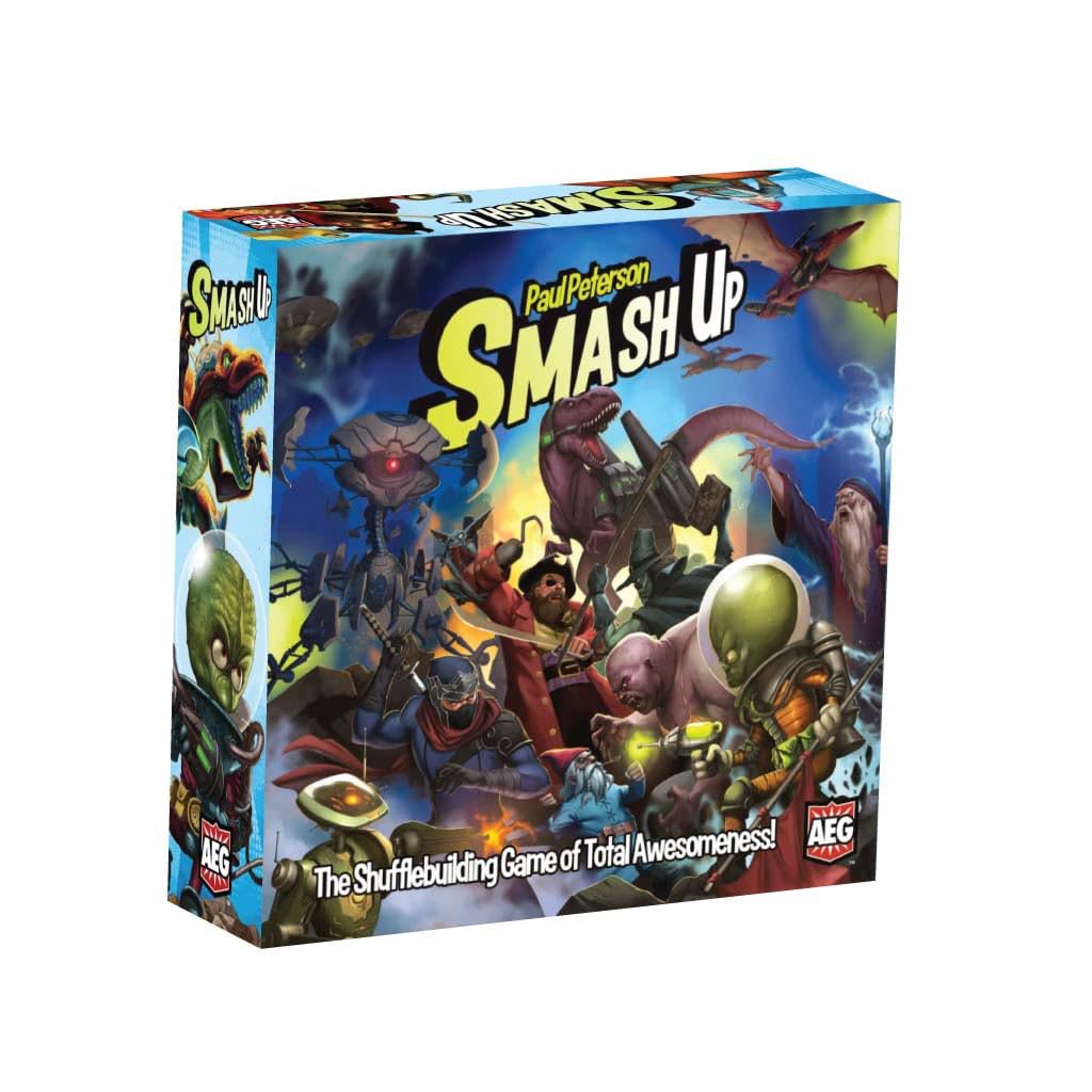 AEG Smash Up Base Game | Shufflebuilding Card Game | Aliens, Dinosaurs, Ninjas, Pirates, Robots, Tricksters, Wizards, Zombies | 2-4 Players | Ages 10+