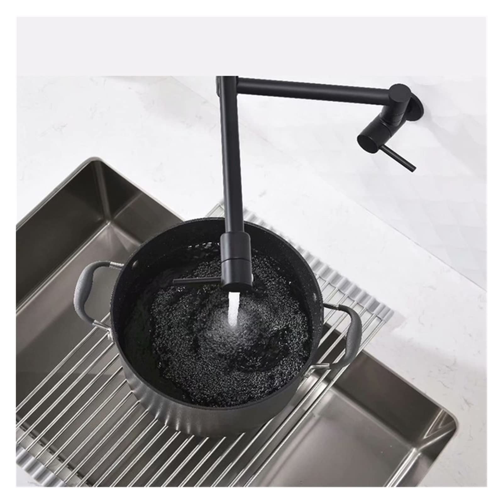 Remplisseur de pot robinet cuisine mural laiton pivotant pliable noir