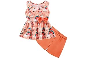 2Pc Toddler Girls Summer Short Set, Sleeveless Bow Knot Tank Top and Shorts