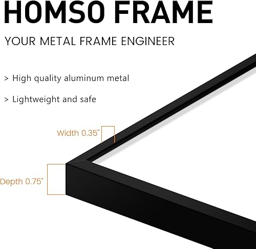 Vista 4 de Homso Marco de fotos de metal de 18 x 24 pulgadas, marco de fotos de aluminio de alta calidad de 18 x 24 pulgadas para pared, marco de fotos de Negro