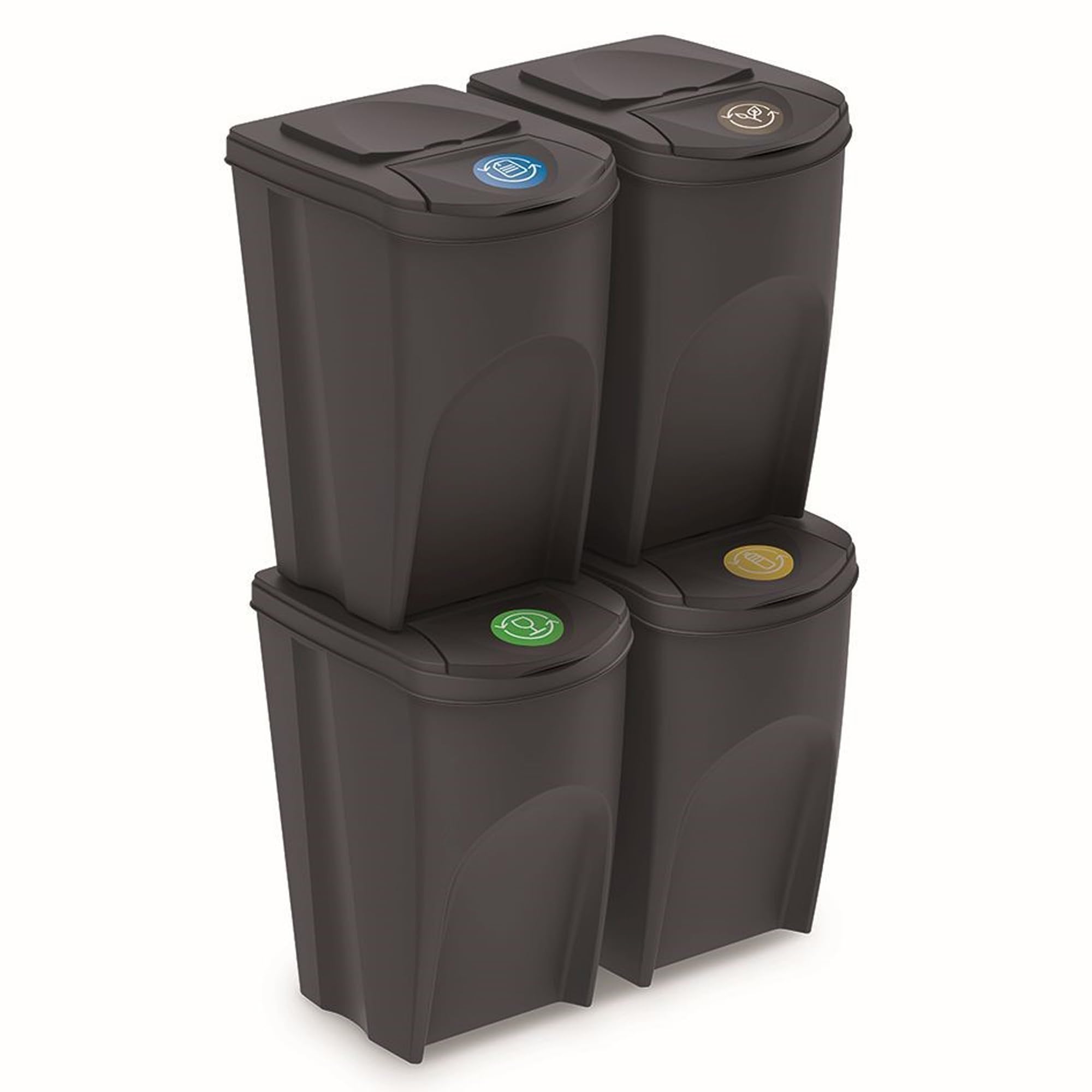 rg-vertrieb JUEGO DE 4 CUBOS DE RECICLAJE 140L PROSPERPLAST SORTIBOX DE PLASTICO en Color Antracita