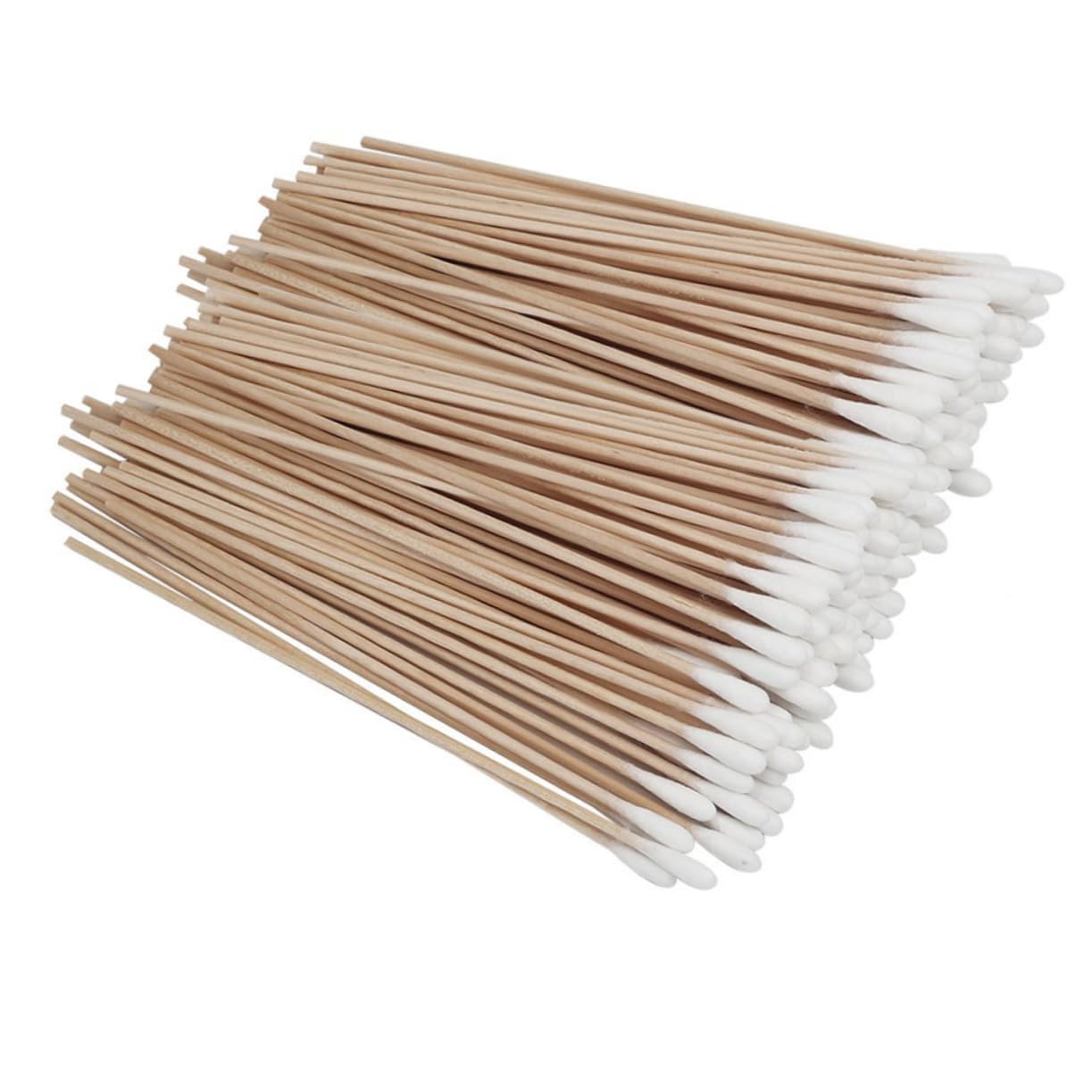 Mikinona 15cm Long Cotton Swab Stick 500pcs Set Wooden Handle Perfect for Lab Use