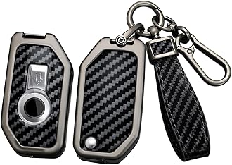 ontto Carbon Fiber Key Fob Case Fit for BMW Motorcycle Key Fob,Solid Car Key Cover with Keychain for R1250GS ADV R1200GS C400GT 750GT F850 F750GS F850GS F900R F900XR K1600,Black