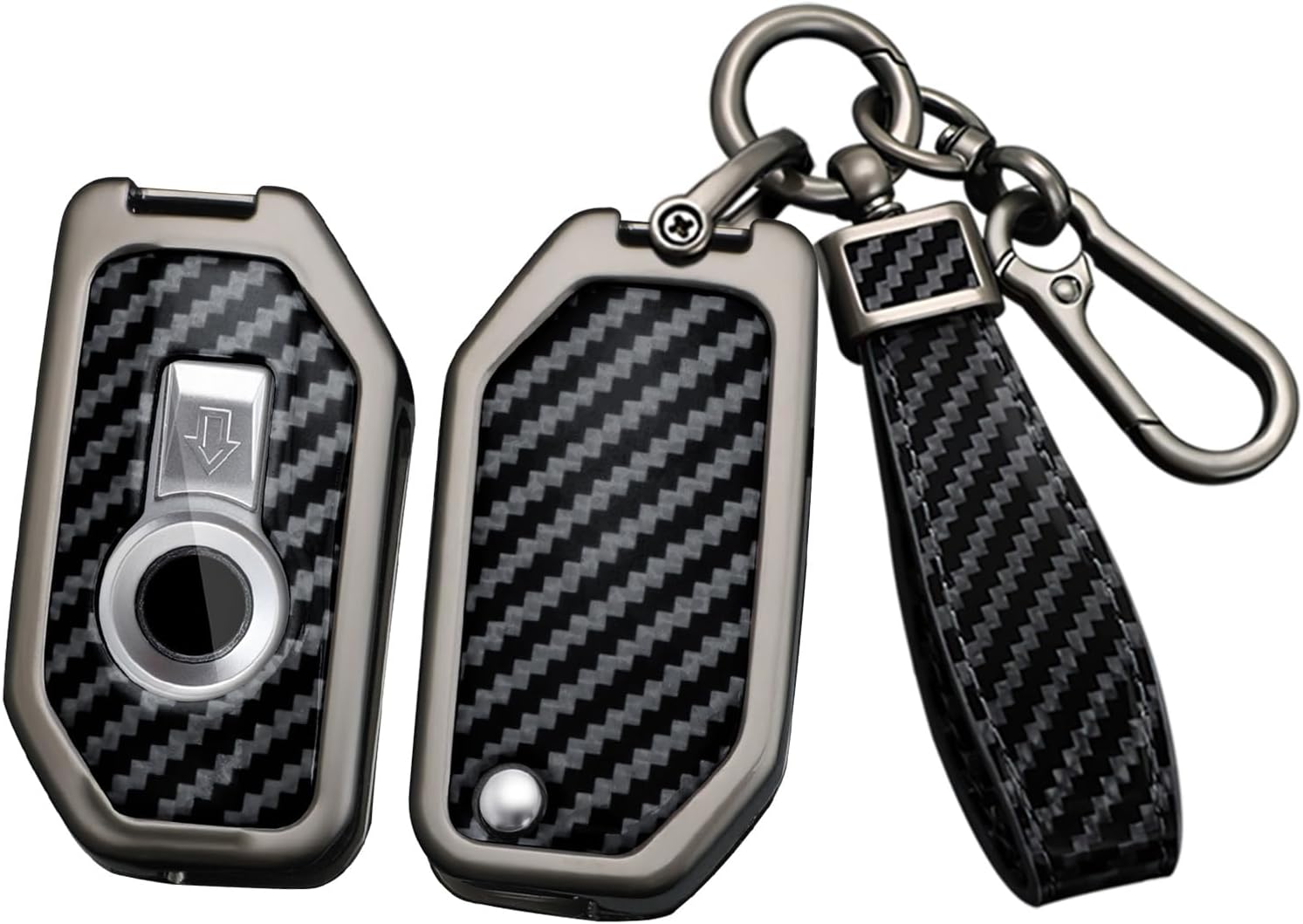 ontto Carbon Fiber Key Fob Case Fit for BMW Motorcycle Key Fob,Solid Car Key Cover with Keychain for R1250GS ADV R1200GS C400GT 750GT F850 F750GS F850GS F900R F900XR K1600,Black