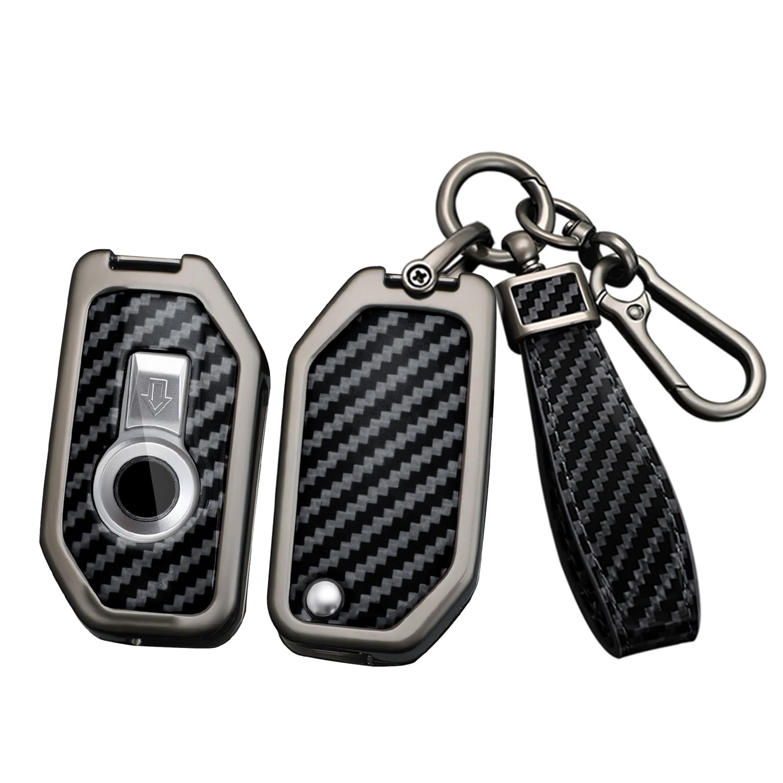 ontto Carbon Fiber Key Fob Case Fit for BMW Motorcycle Key Fob,Solid Car Key Cover with Keychain for R1250GS ADV R1200GS C400GT 750GT F850 F750GS F850GS F900R F900XR K1600,Black