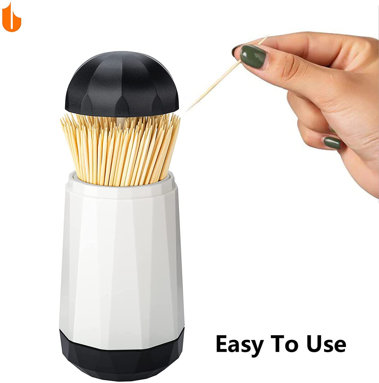 ELECDON Toothpick Holder Automatic Pop-up Toothpick Holder Dispenser Unique Home Design Decoration, Unusual Gift, White (Toothpick NOT Included)