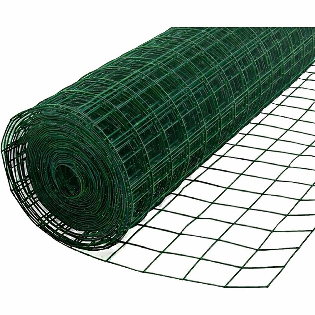Malla Ganadera Metálica Plastificada Galvanizada Electrosoldada Verde, Red Pastoral Fuerte de Alta Resistencia, Cerca Forestal Europlast, Rollo de 25 metros de Largo (2 Metros de Alto)