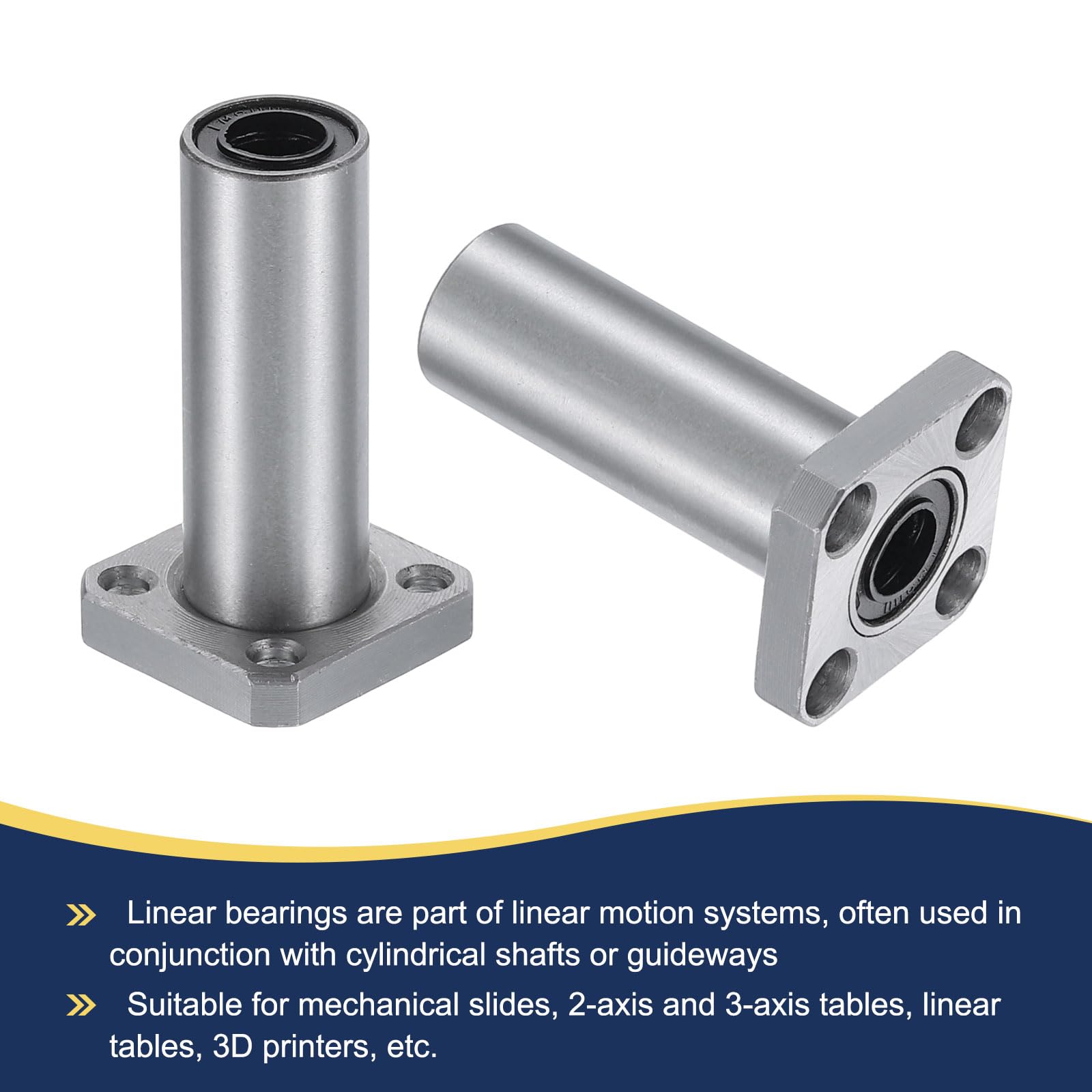 QUARKZMAN LMK8LUU Roulements Linéaires À Billes 8mm Alésage 15mm Diamètre Extérieur 45mm Longueur Bride Ronde Nickelée Avec Vis Pour Machine CNC Imprimante 3D 2pcs