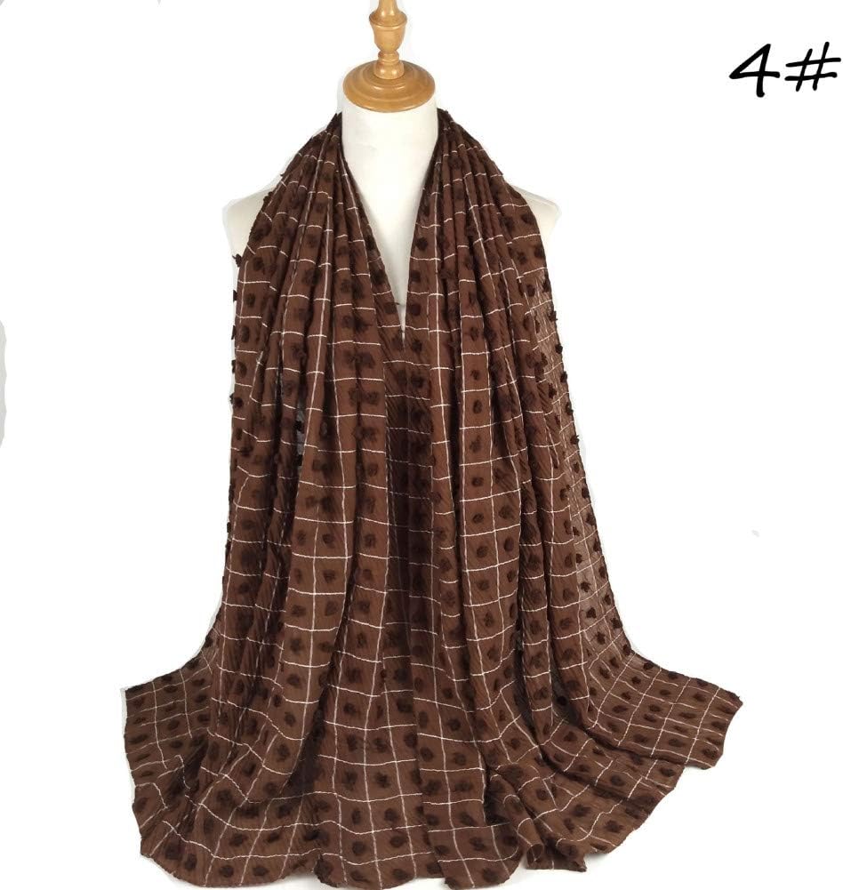 HYMWAN Muslim Women Pleated Crinkle Wrinkle Plaids Check Graids Cotton Hijabs Shawls Scarves Headscarf Wraps