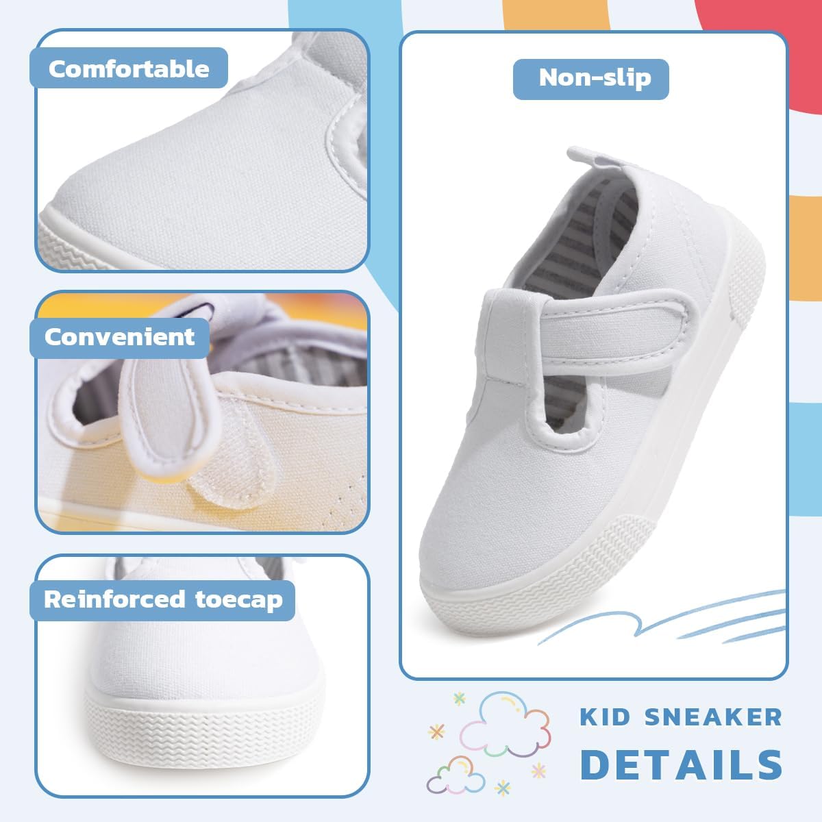 Sonsage Toddler Boys Girls Canvas Sneakers Soft Sole T-Strap Shoes Lightweight Comfy Classical Flats Non Skid Shoe for Little Kids - Image 5