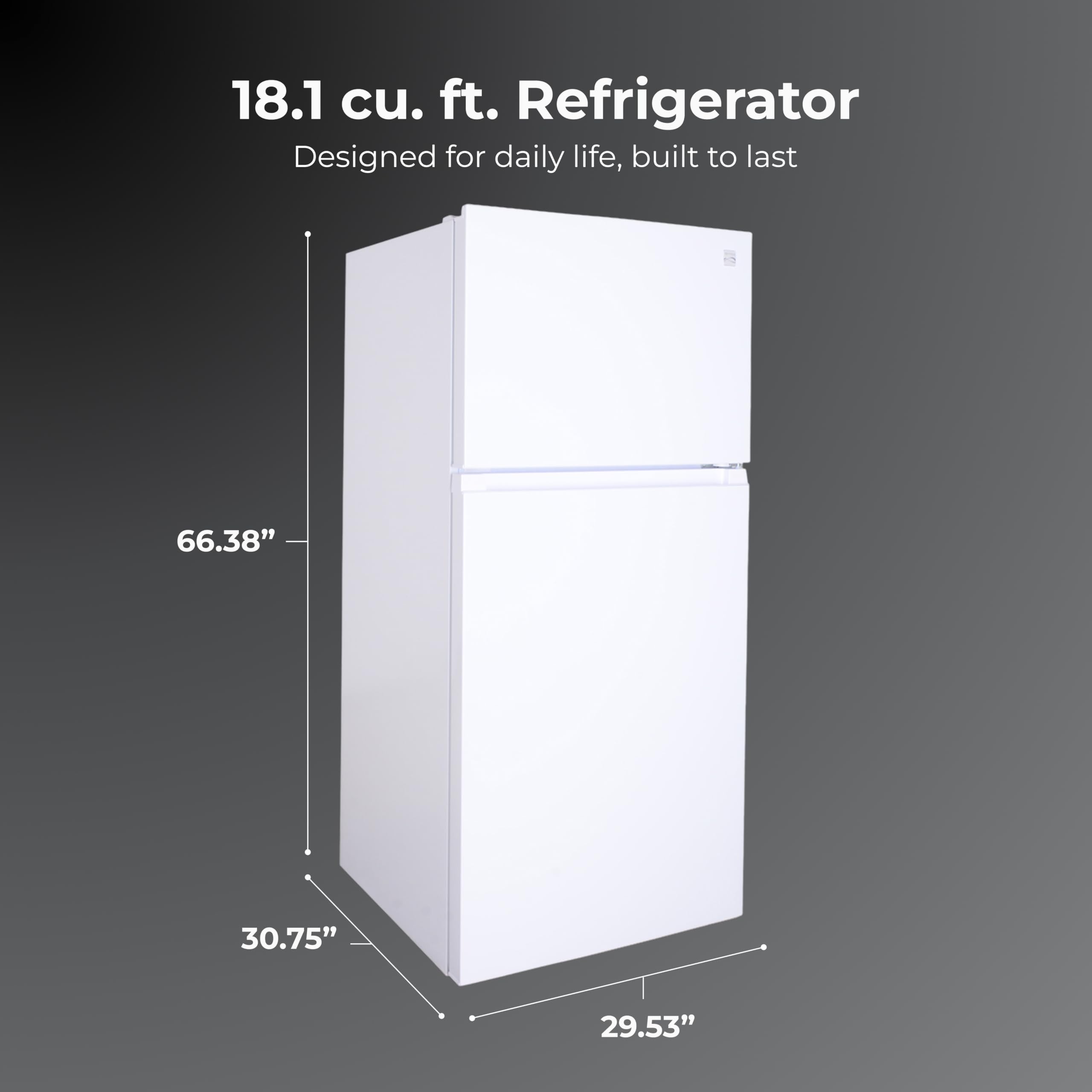 Kenmore 30 in. 18.1 cu. ft. Capacity Refrigerator/Freezer with Adjustable Glass Shelving, Humidity Control Crispers, Ice Maker, ENERGY STAR Certified, White on Fridge.com