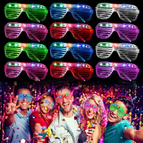 Corpower Lunettes Lumineuses, Lunette LED 12 Pièces Neon Lumière Montures de Lunettes LED,...