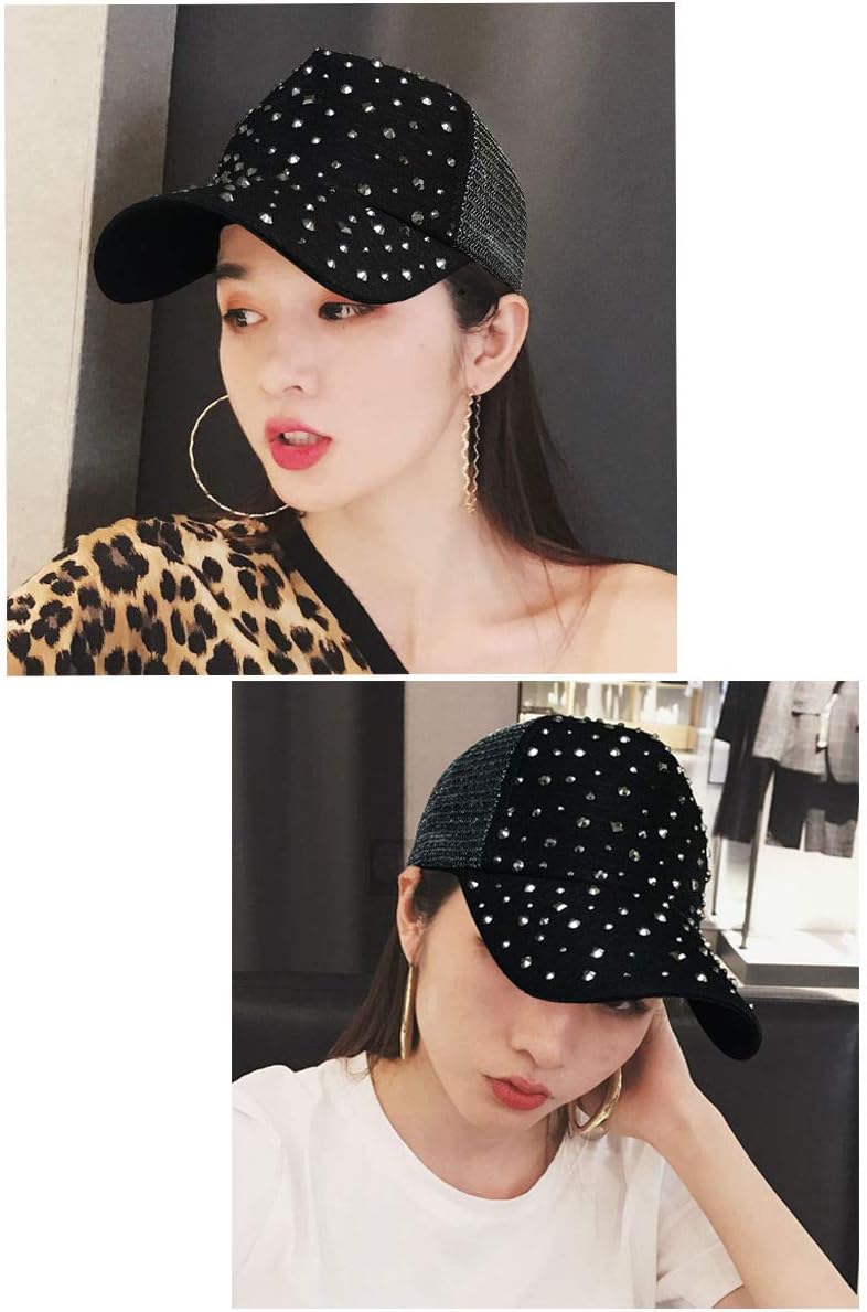 Gudessly Adjustable Breathable Rhinestone Baseball Cap for Women Bling Sequins Casual Sports Cap - Image 4