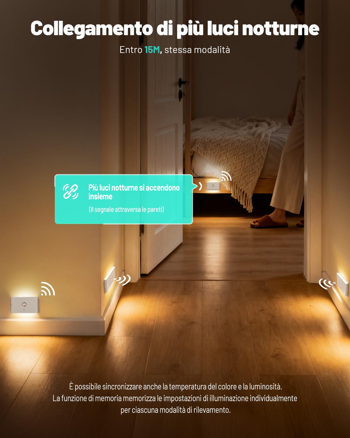 Luce Notturna Sensore di Movimento, 3 Modalità AUTO ON/OFF Lampada LED Ricaricabile, Luci Batteria Dimmerabile Bianco Caldo/Naturale/Freddo, Lucina Notte Bambini per Armadi, Scale, Corridoio, 4 Pezzi