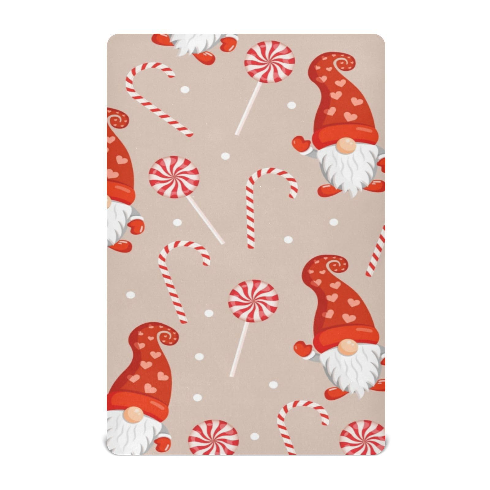 Moudou Christmas Gnome Playard Sheet for Boy Girls, Soft Breathable Fitted Toddler Sheet for Standard Playard Bed Mattress, 39 x 27 x 5 Inch