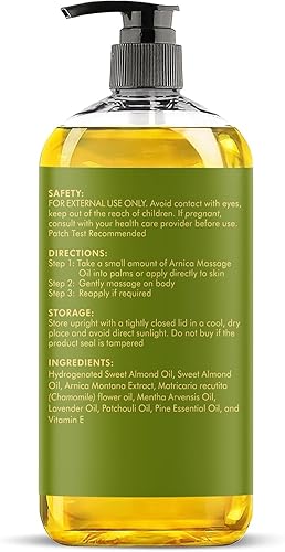 Vista 7 de MAJESTIC PURE Aceite de masaje de árnica para terapia de masaje, refrescante y relajante, aceites naturales para todo tipo de piel, loción de masaje
