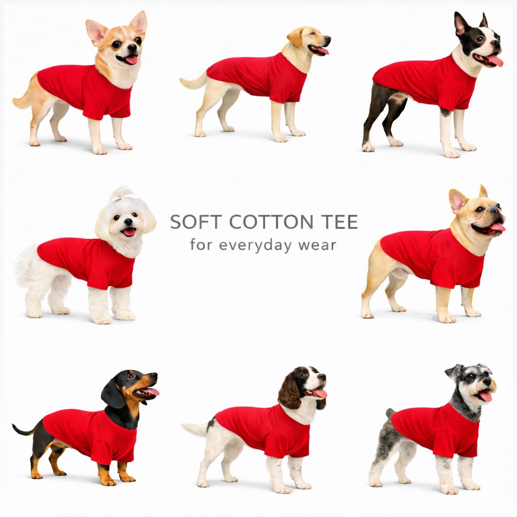 Lovelonglong Pet Clothing Dog Costumes Basic Blank T-Shirt Tee Shirts for Small Dogs Red S - 5