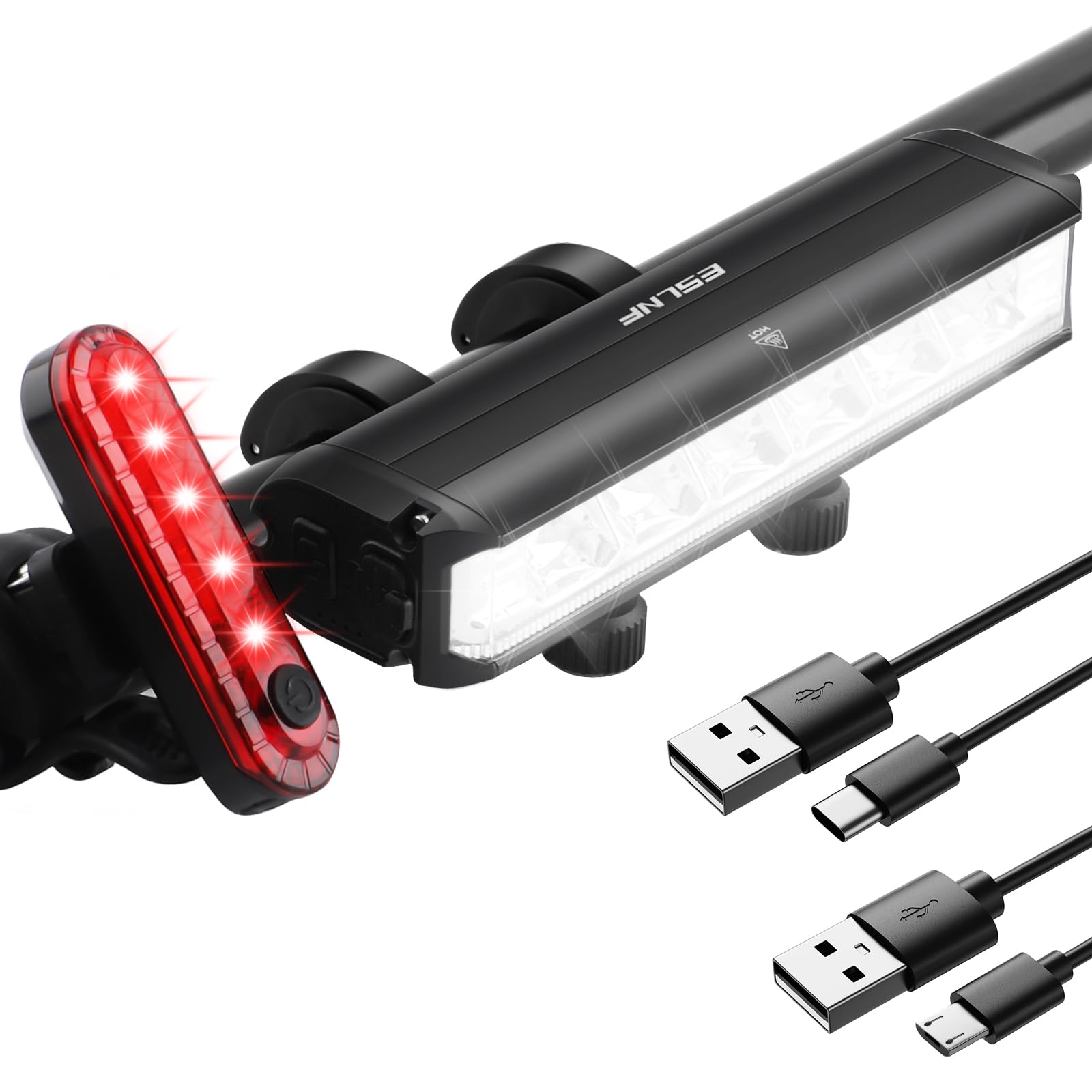 HENSHOW Bike Lights Front and Back, Wide Beam Lighting Bicycle Lights 6 LEDs Ultra Bright, 5 Modes & IPX5 Waterproof USB Rechargeable Bike Lights for Mountain Road Cycling, NEW Upgrade