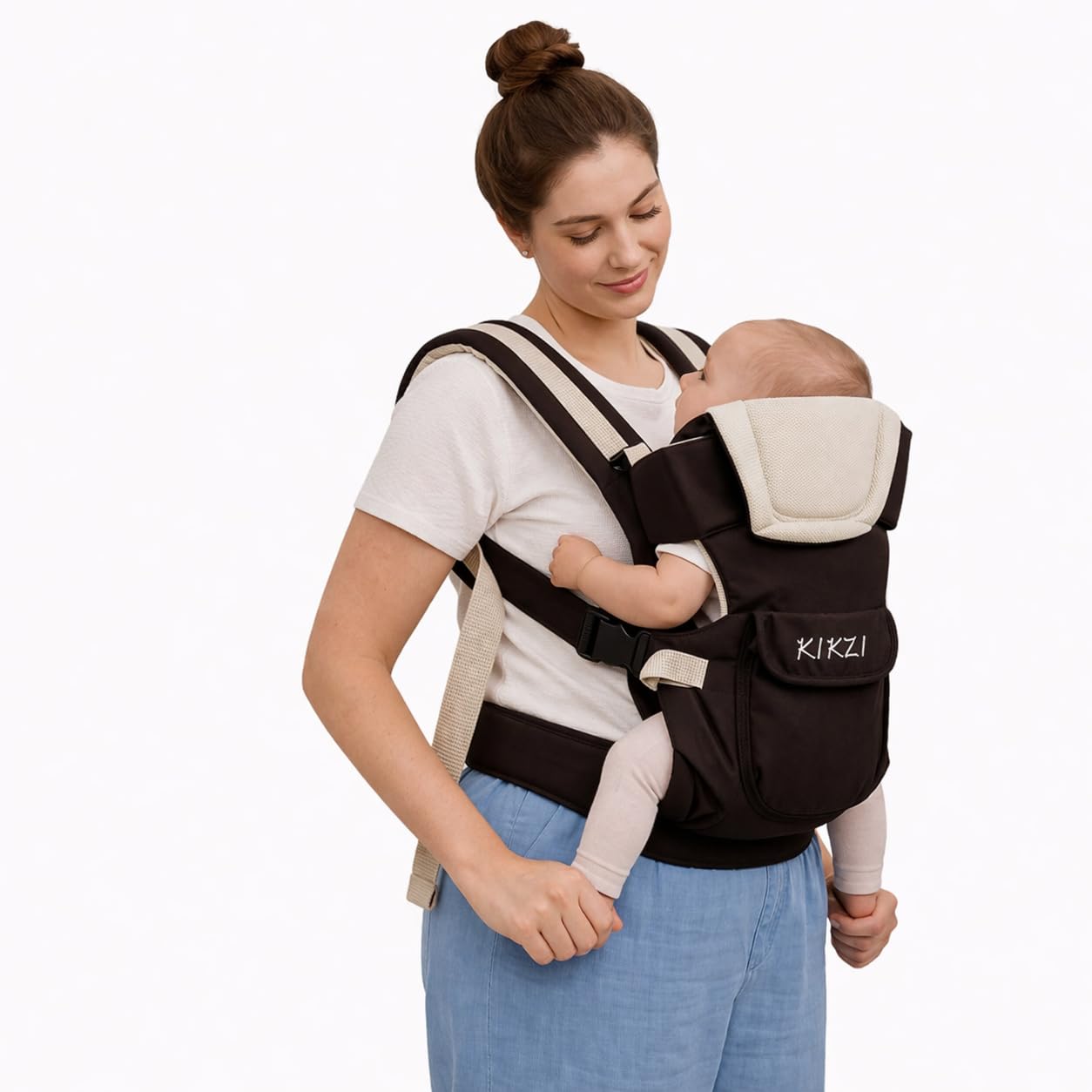 Kikzi Ergonomic Strong Breathable Adjustable Infant Baby Carrier Backpack (Black) — view 10