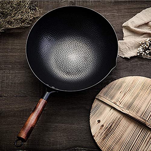 Wok de hierro con mango de madera 32cm sin recubrimiento miniatura 5