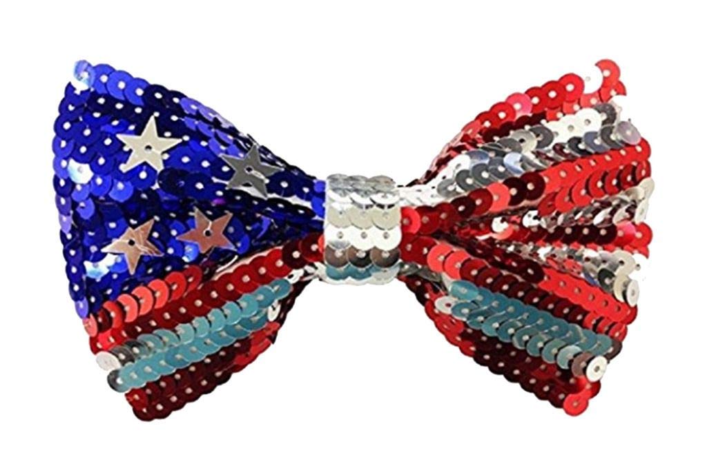 jAcJacobson Hat Company Men's Red White and Blue Sequin Bow Tie, Multi, One Size
