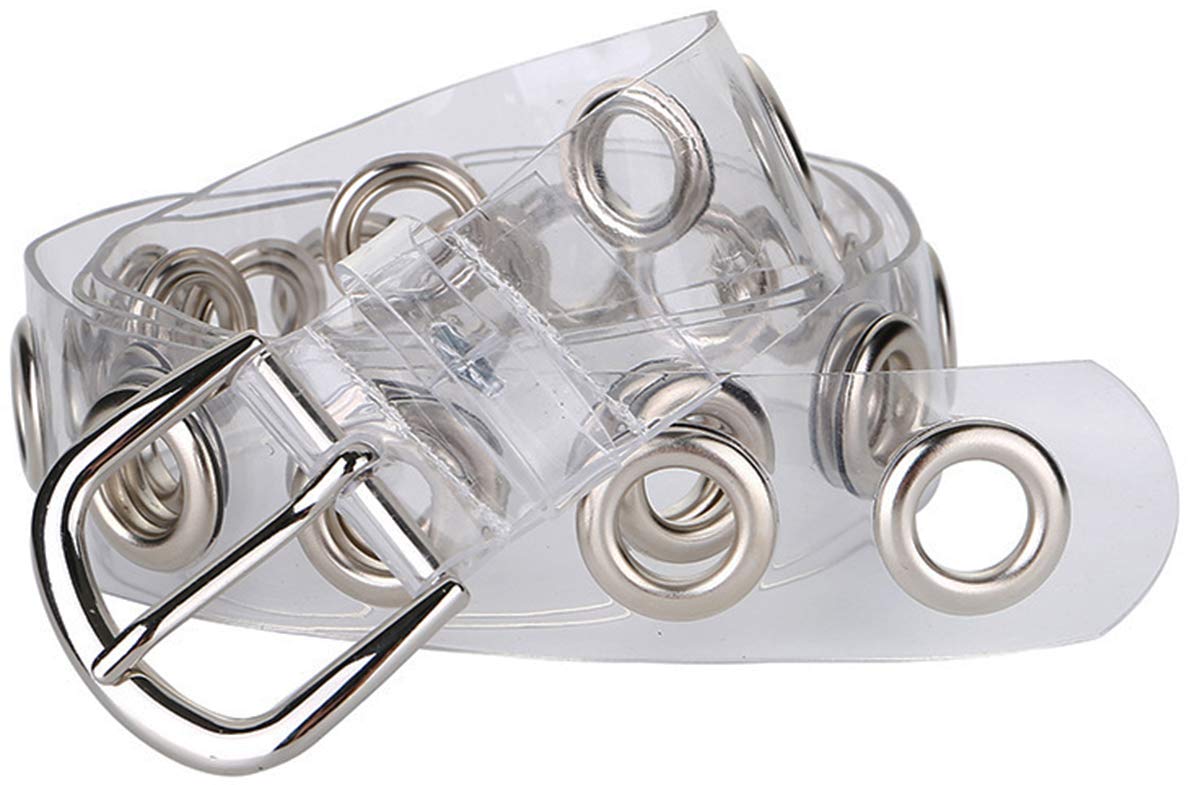 Inogih Women's Transparent Plastic-Grommet-Belt Clear-Waist-Belt With Pin-Buckle For 39.5