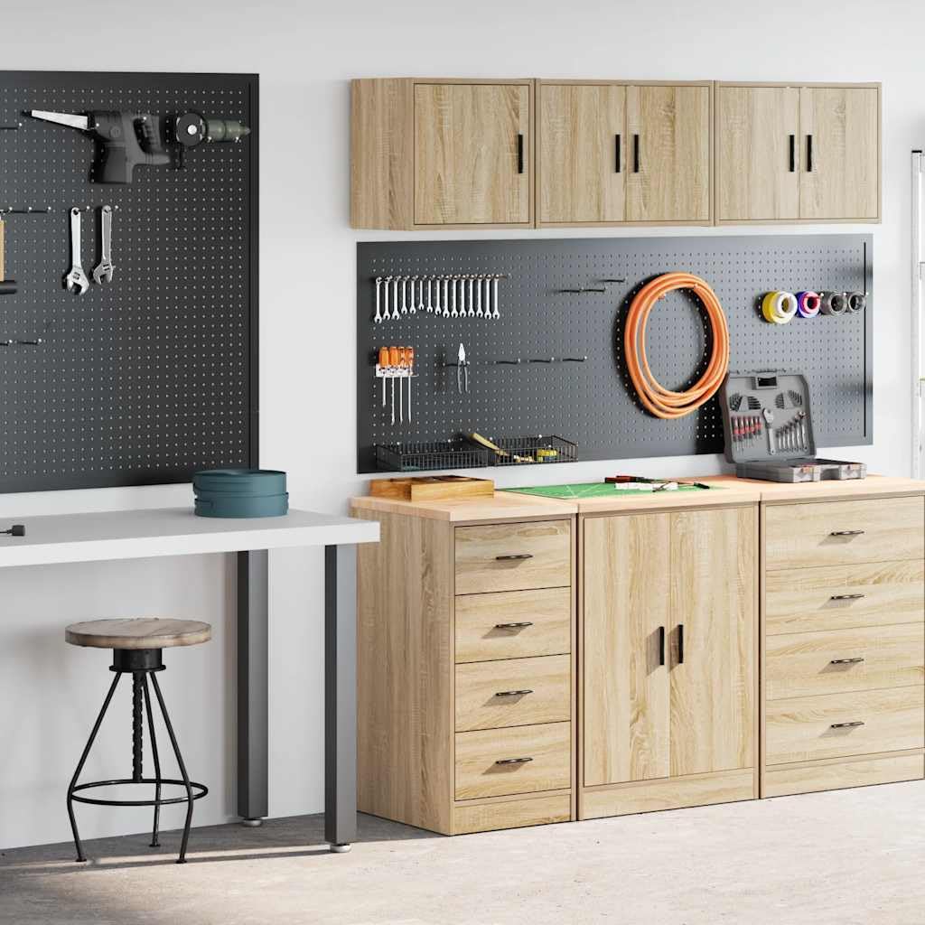 INLIFE Garagenschränke 2 STK. Sonoma-Eiche Holzwerkstoff,Wirtschaft & Industrie,Gewerbliche Lagerung,Industrieschränke,Braun,31.3 KG,3328325
