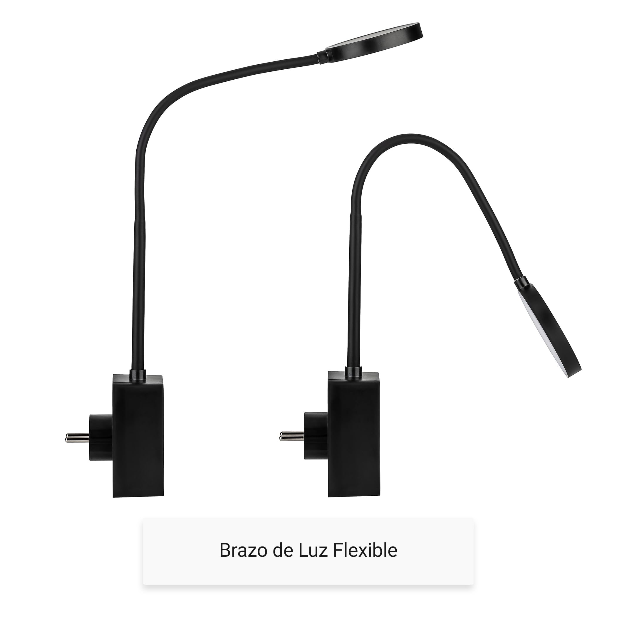 SEBSON Lámpara Enchufe Pared LED Regulable, Lampara de Lectura con Conector USB-C - Cuello de Cisne Flexible, Blanco Neutro 4000K, 4,5W, 420lm - Luz Nocturna Negro
