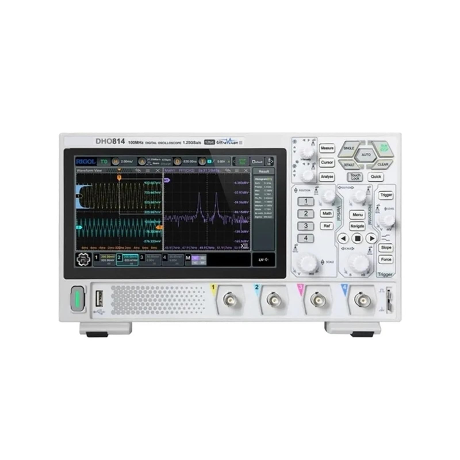 Osciloscopio digital DHO802/DHO804/DHO812/DHO814 de 2/4 canales, 70/100 MHz, 12 bits, 1,25 Gsa/s, 25 MPts de profundidad(DHO814,AU)