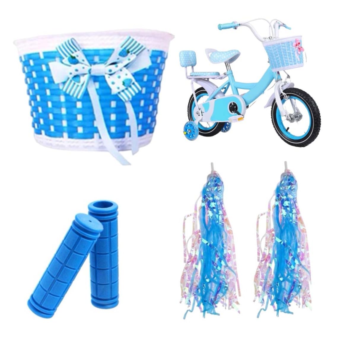 Set Accessori Bici Per Bambine - Cestino, Streamer E Guanti Manubrio, Colore Viola, Facile Montaggio Senza Attrezzi, Ideale Per Regalo