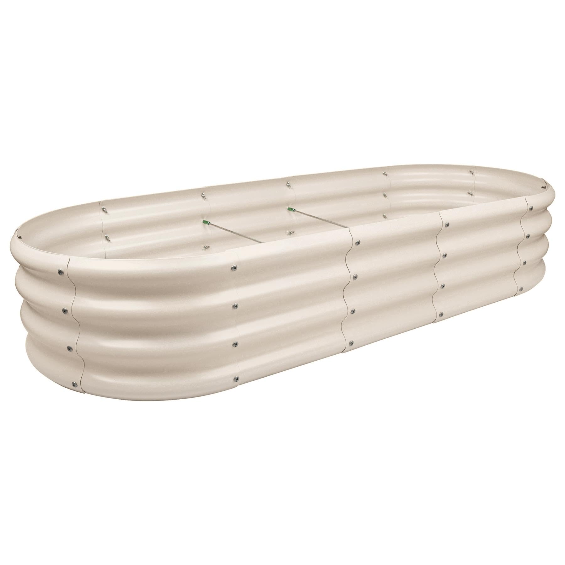 Harbour Housewares Raised Garden Bed - Ivory - 180 x 90cm - Rounded - Bottomless Metal Raised Bed Galvanised Steel Planter Box for Growing Outdoor Plants, Vegetables, Flowers and Herbs